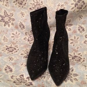 Topshop Black Ankle Glitter Boots